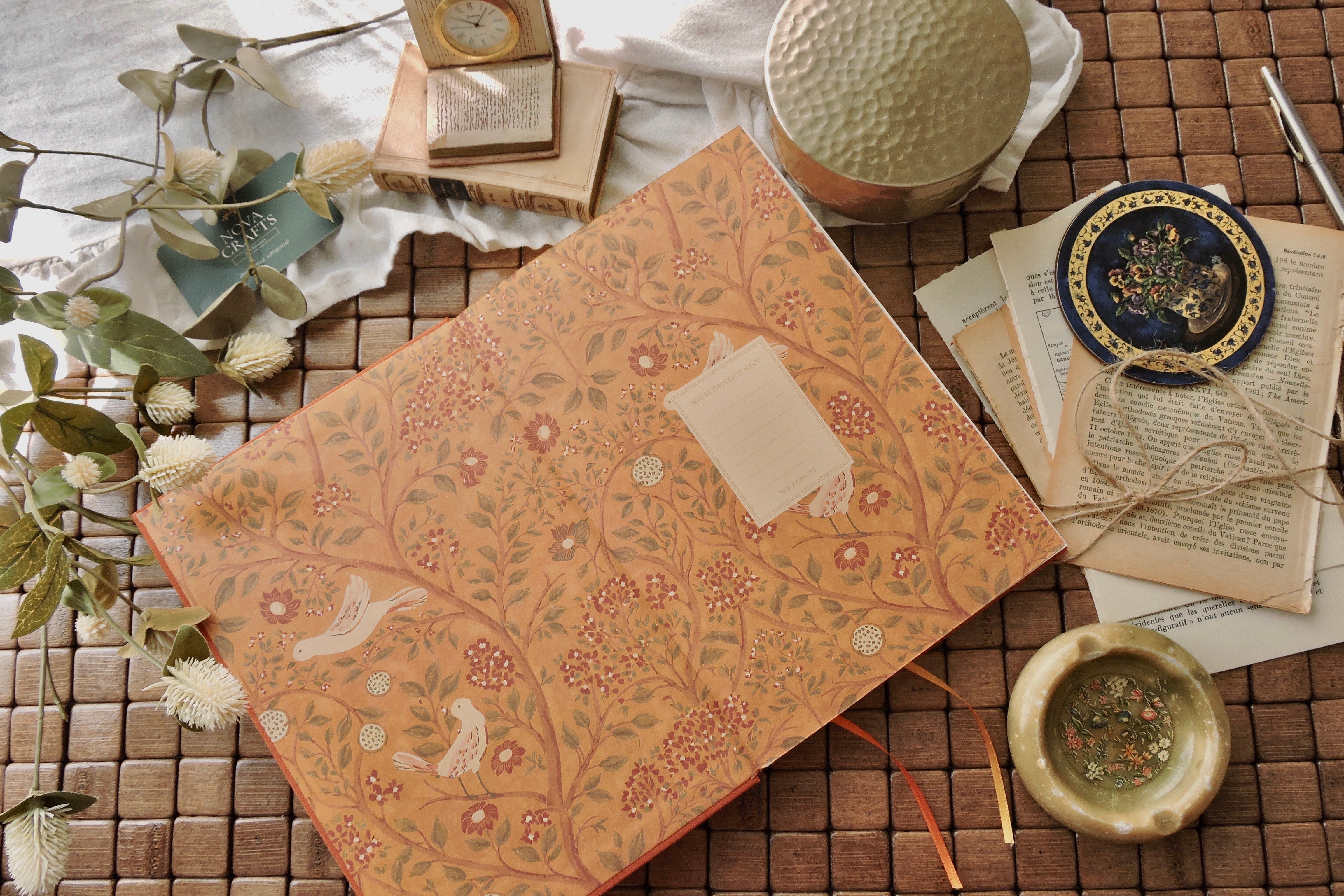 Nova Crafts Keten Journal Yaldız Kenar Çizgili Defter 17x24 cm. 110 gr. Ivory 200 sy. Orange