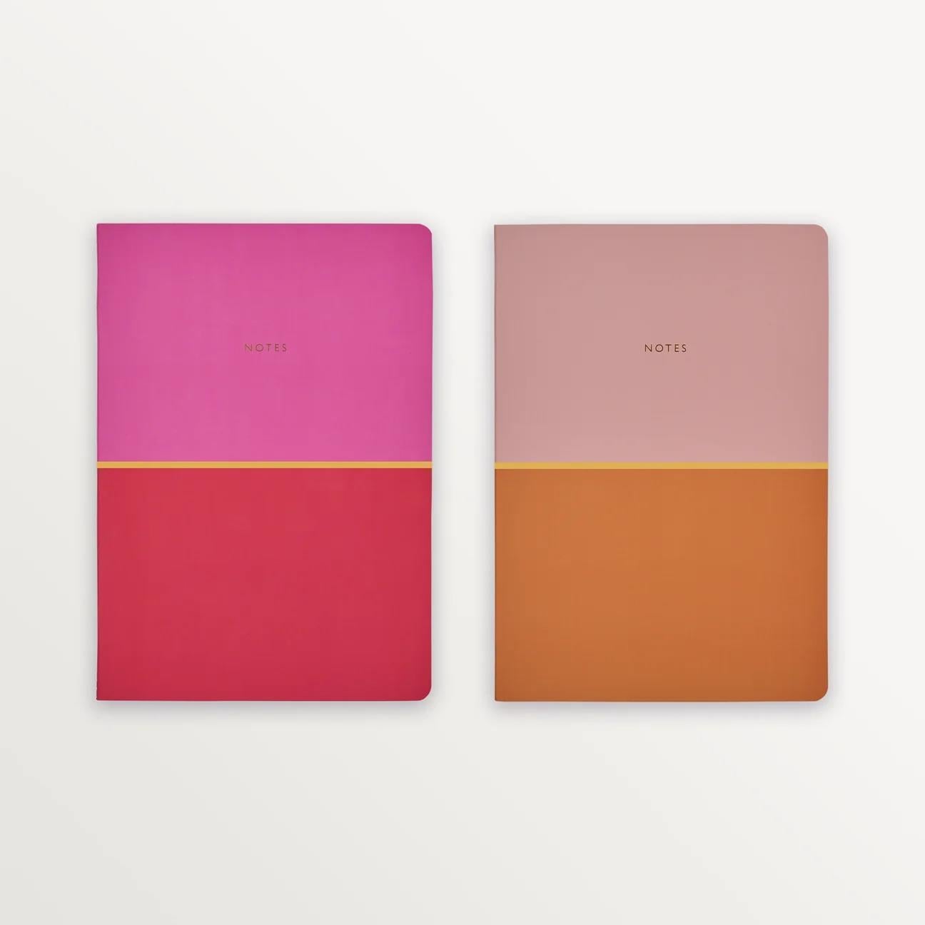 EPISODE COLOURBLOCK DUO PEACH PINK SET OF 2 B5 NOTEBOOKS