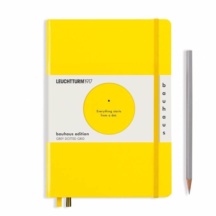Leuchtturm1917 Bauhaus Serisi Not Defteri, Orta Boy (A5), Sert Kapak, 251 Sayfa Gri Noktalı Defter Lemon 359620