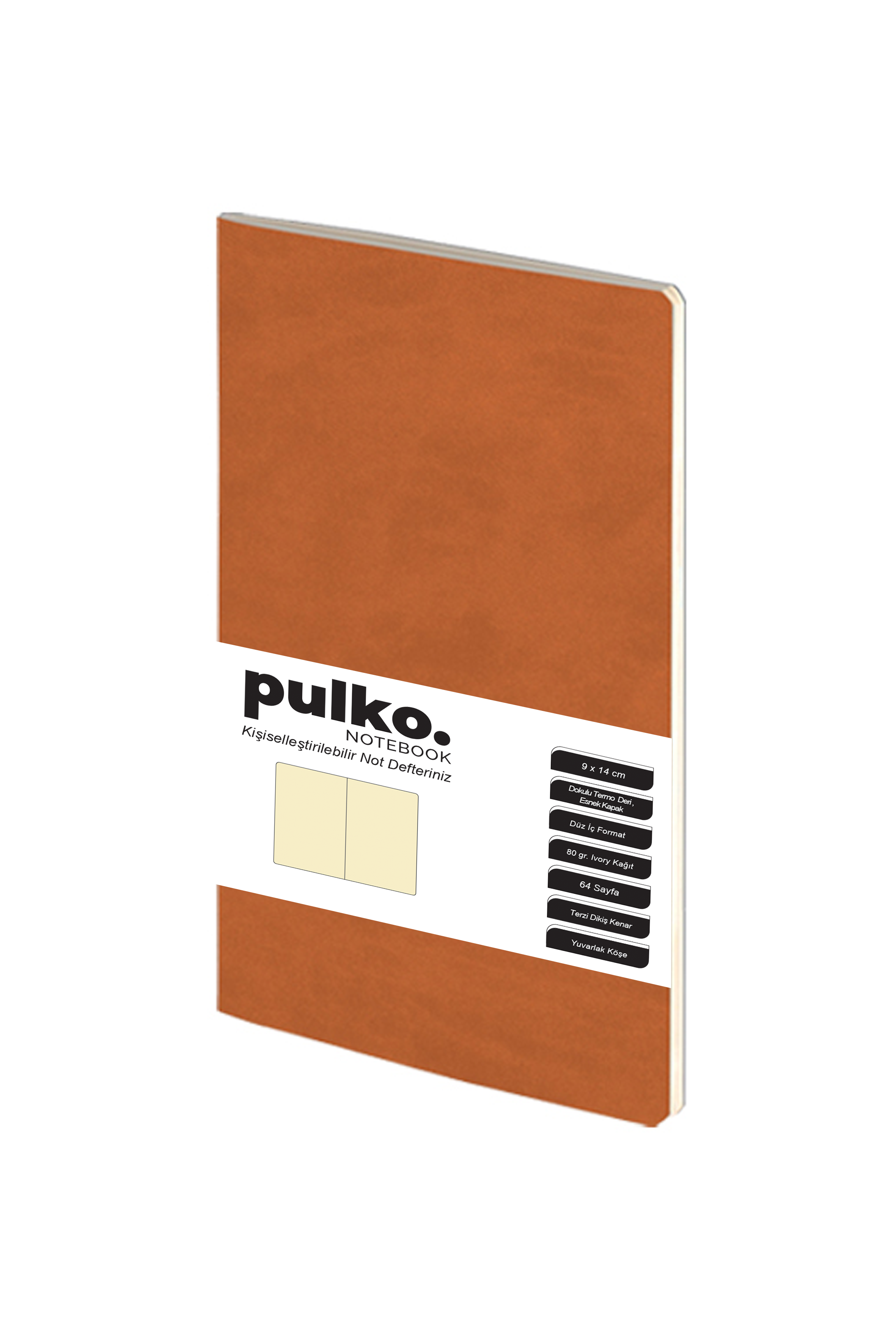 Pulko Terzi Dikiş 9x14 cm Çizgisiz 80 gr Ivory Defter Kahverengi