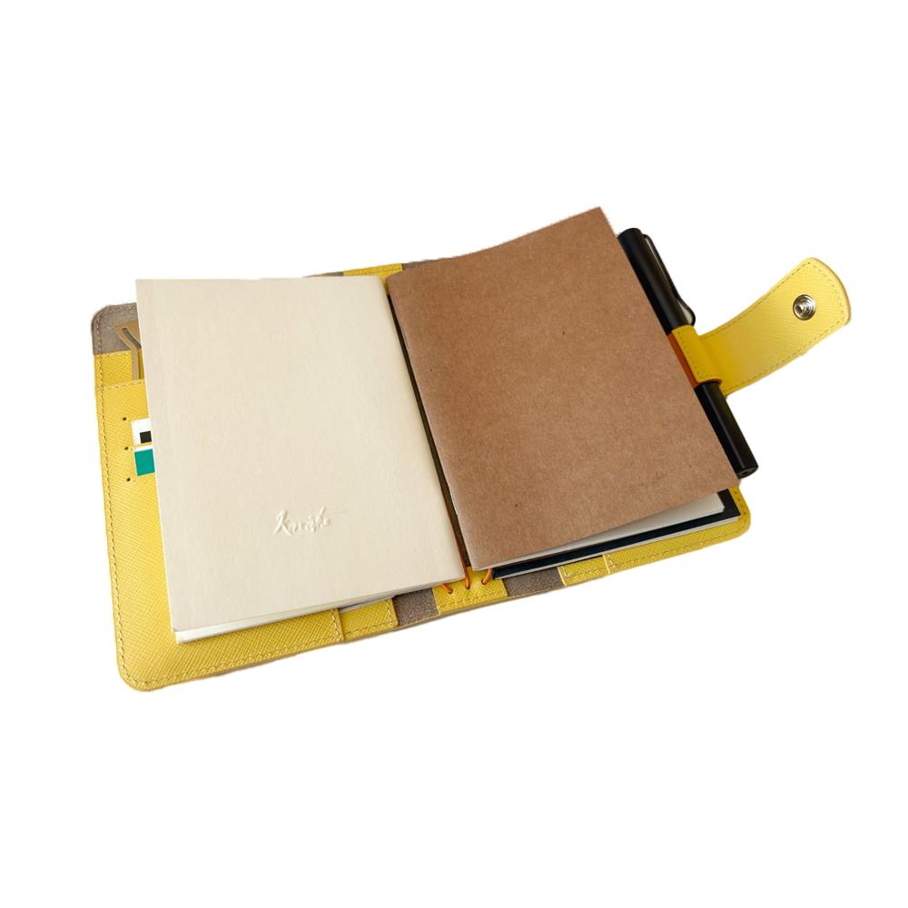 Eng Leather Saffiano Deri Koleksiyonu  A5 Defter & Kalem Çantası  Bright Yellow