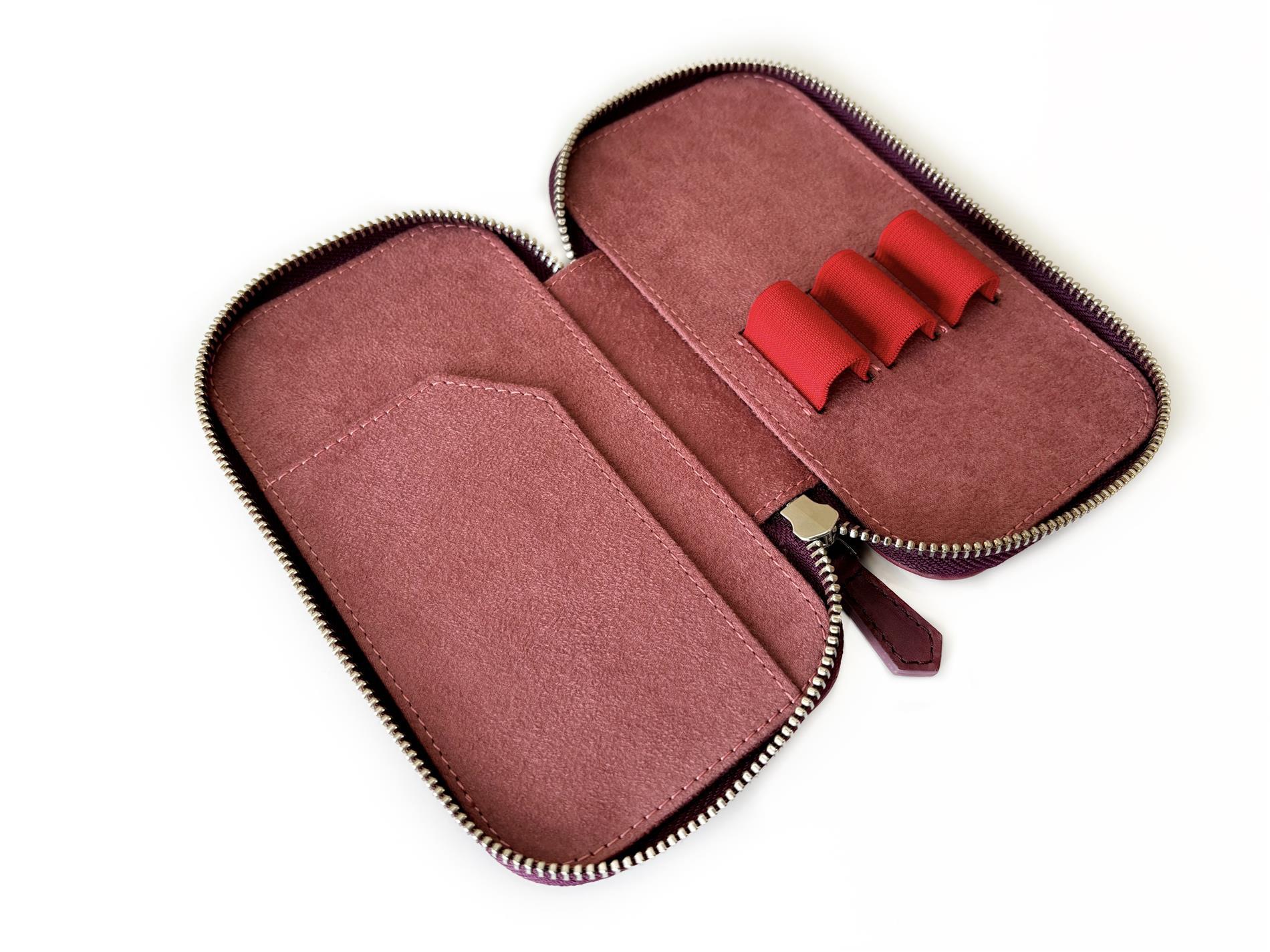 Eng Leather Soft Burgundy 3'lü Deri Kalem Kılıfı 