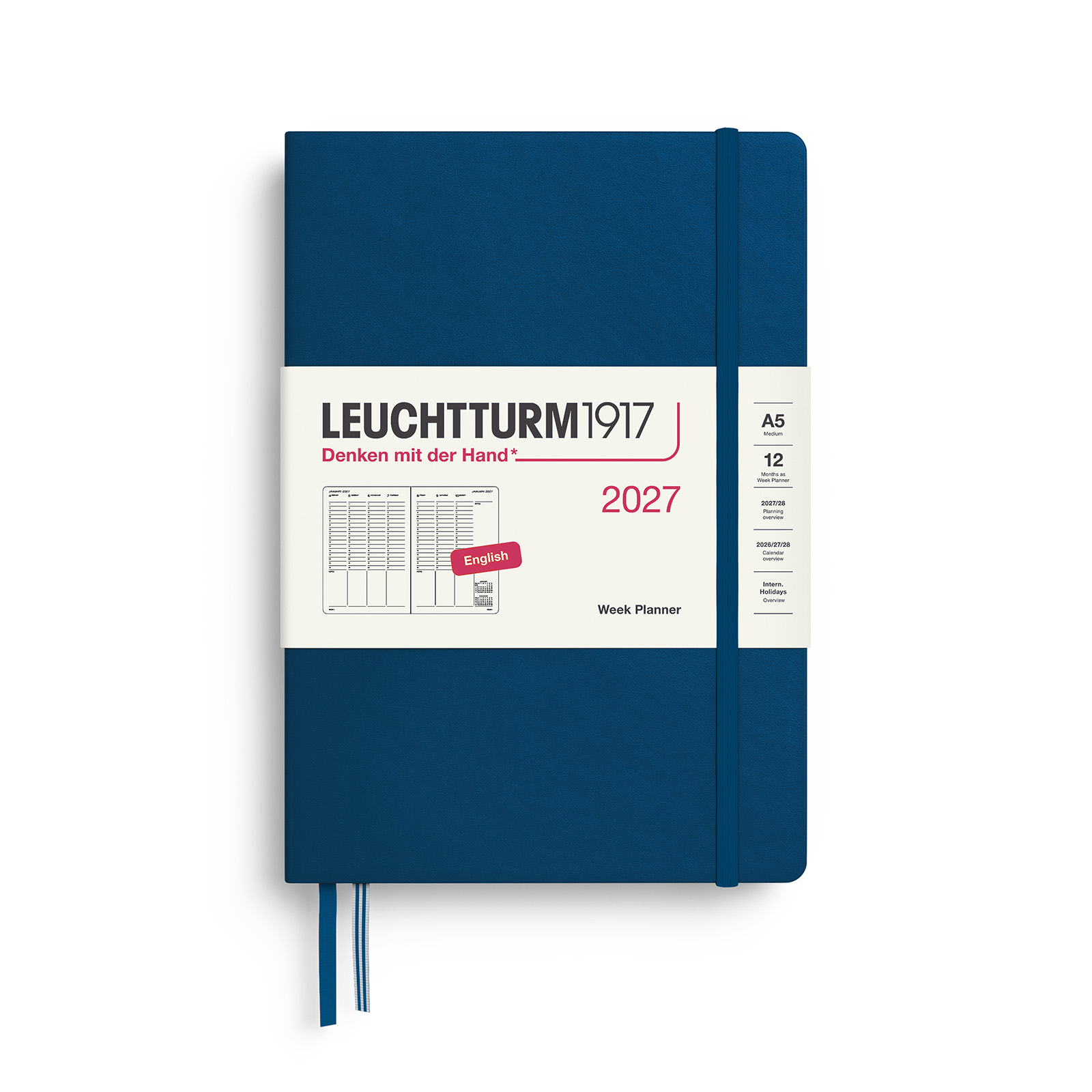 Leuchtturm1917 Planner 2027 - 12M Haftalık Planner Medium A5 2027 İngilizce Indigo 400318