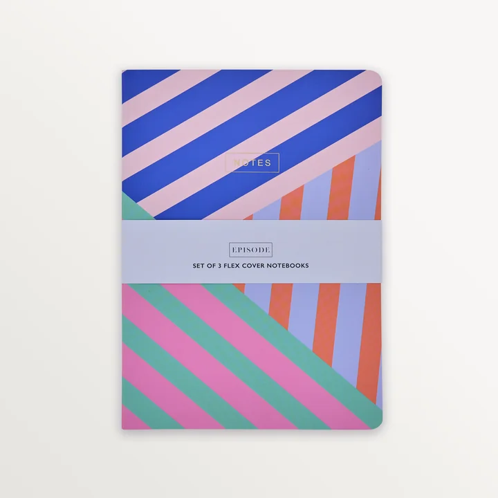 EPISODE STRIPE BROAD STRIPES SET OF 3 A5 NOTEBOOKS