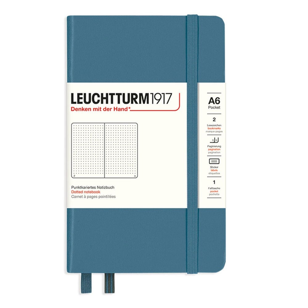 Leuchtturm1917 Not Defteri Cep Boy (A6), Sert Kapak, 187 Numaralandırılmış Sayfa, Noktalı, Stone Blue 365630
