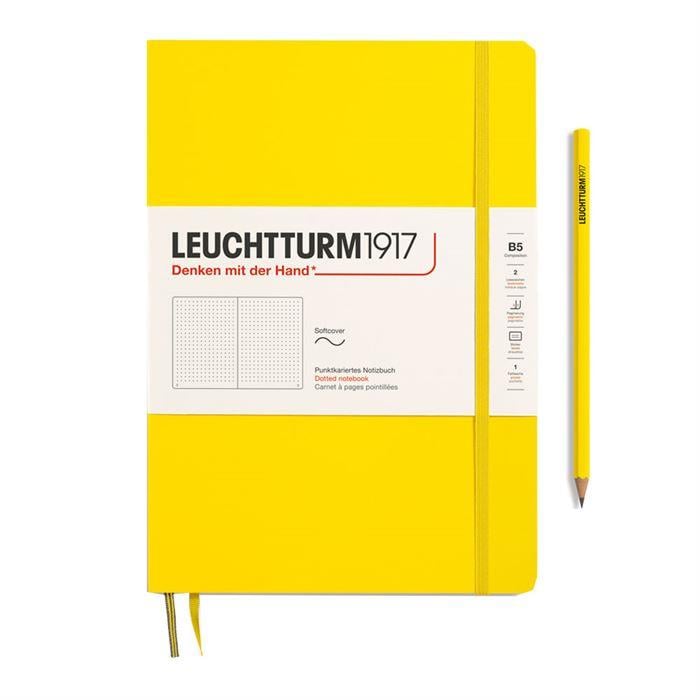 Leuchtturm1917 Composition Notebook, B5, Yumuşak Kapak, 123 Sayfa Not Defteri, Noktalı, Lemon 355289