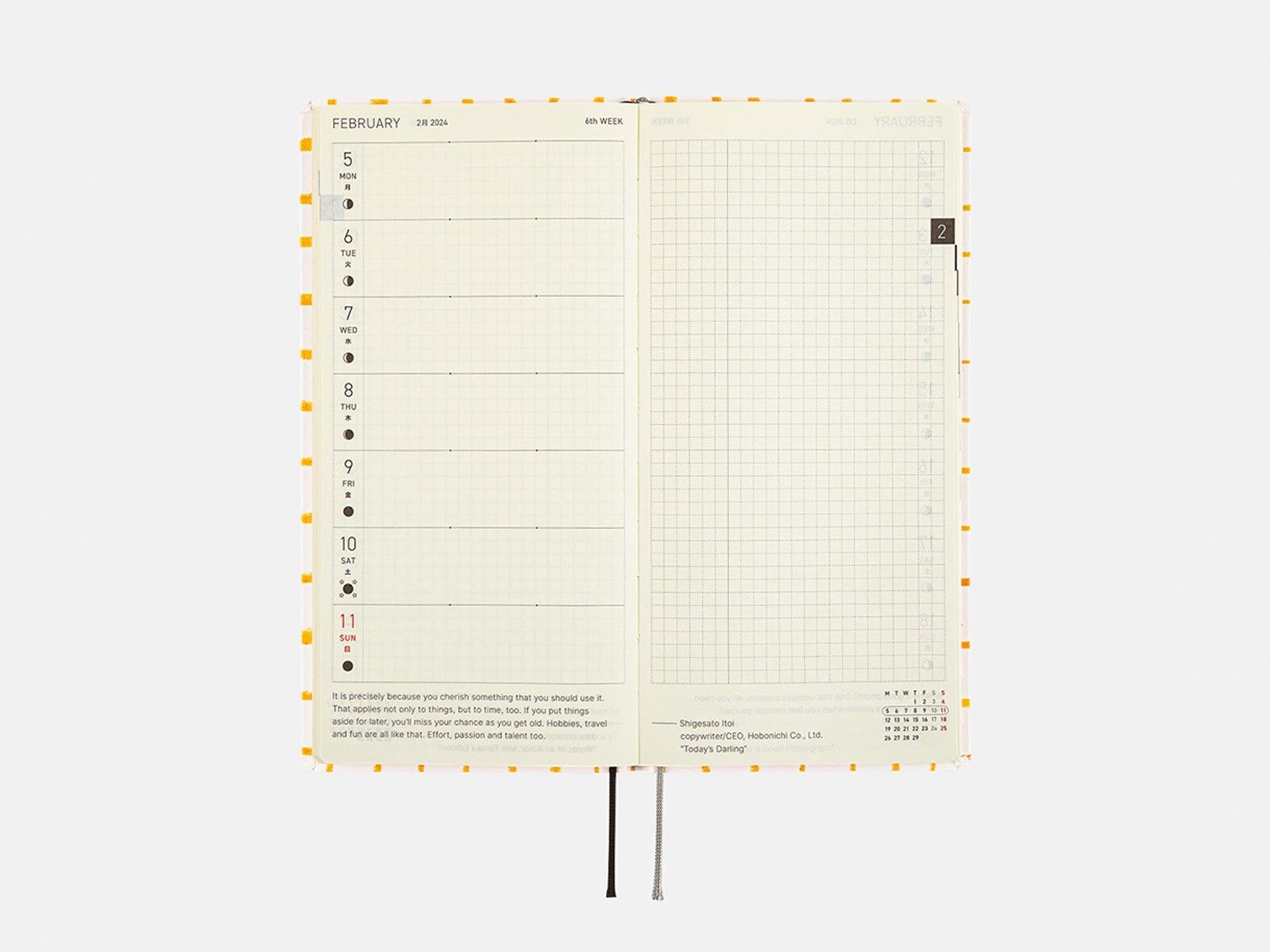 Hobonichi Weeks Japanese Version 2024 Jan. Start Jin Kitamura Love It Panda Yellow Plaid