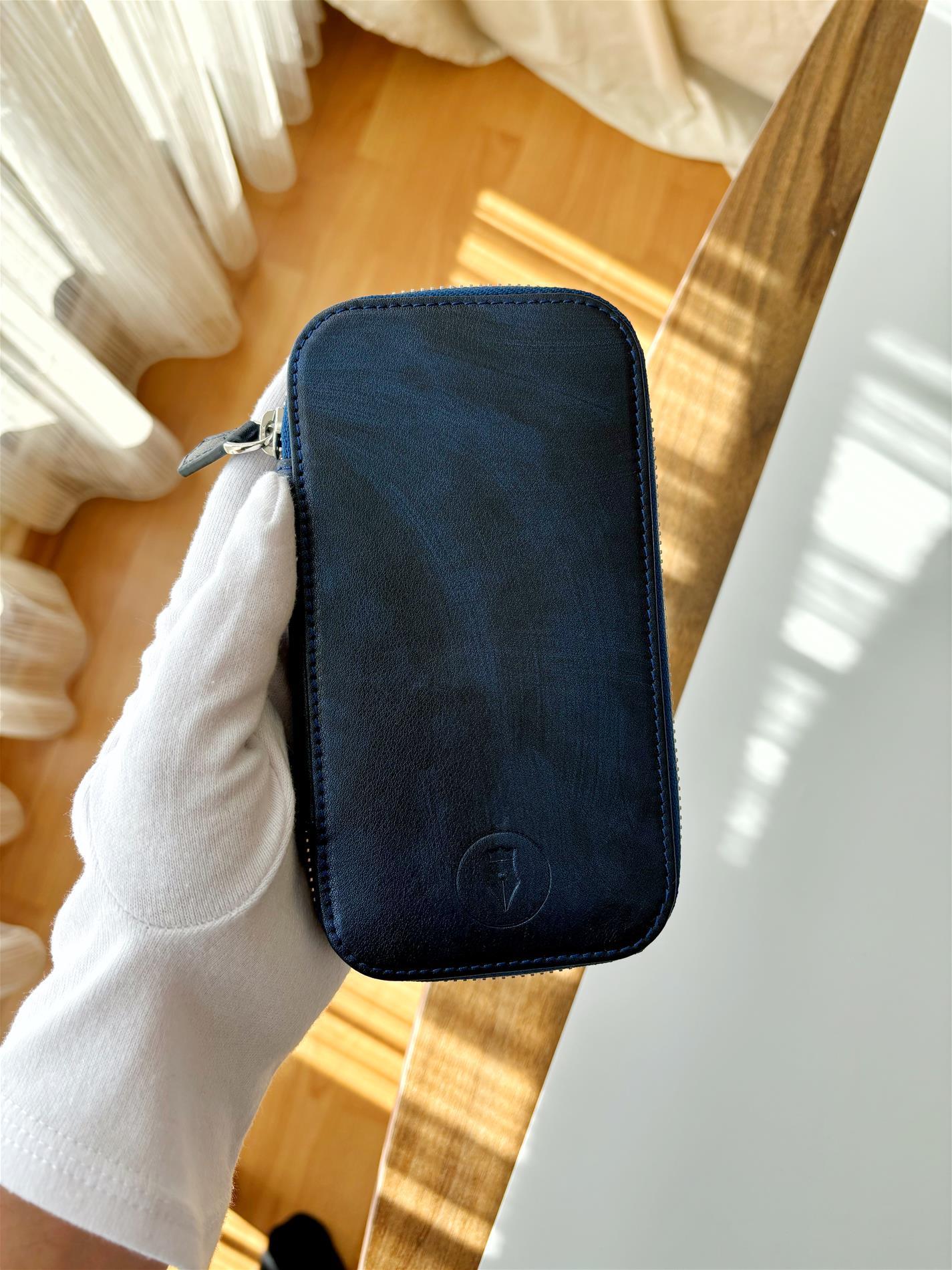 Eng Leather Blue Galaxy 3'lü Deri Kalem Kılıfı