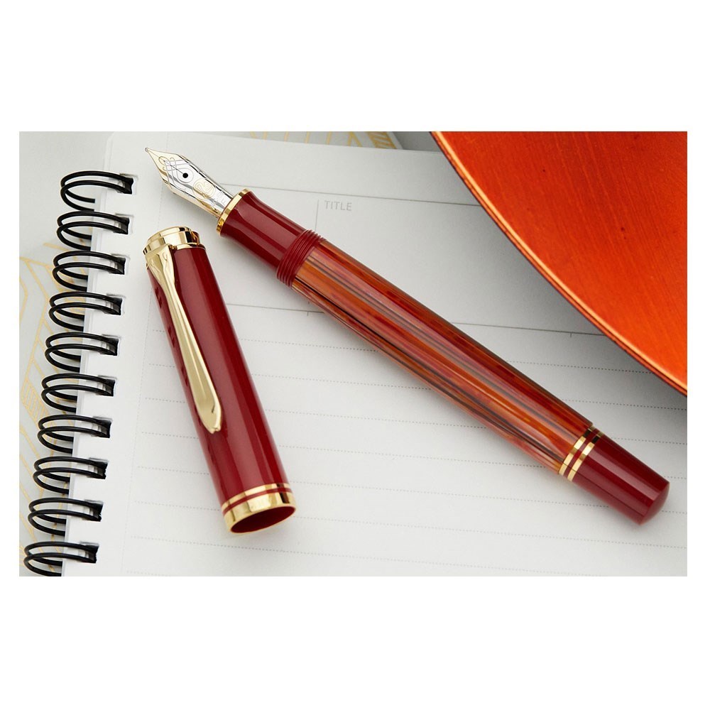 Pelikan Souveran Series M600 Tortoiseshell Red Dolma Kalem EF Uç