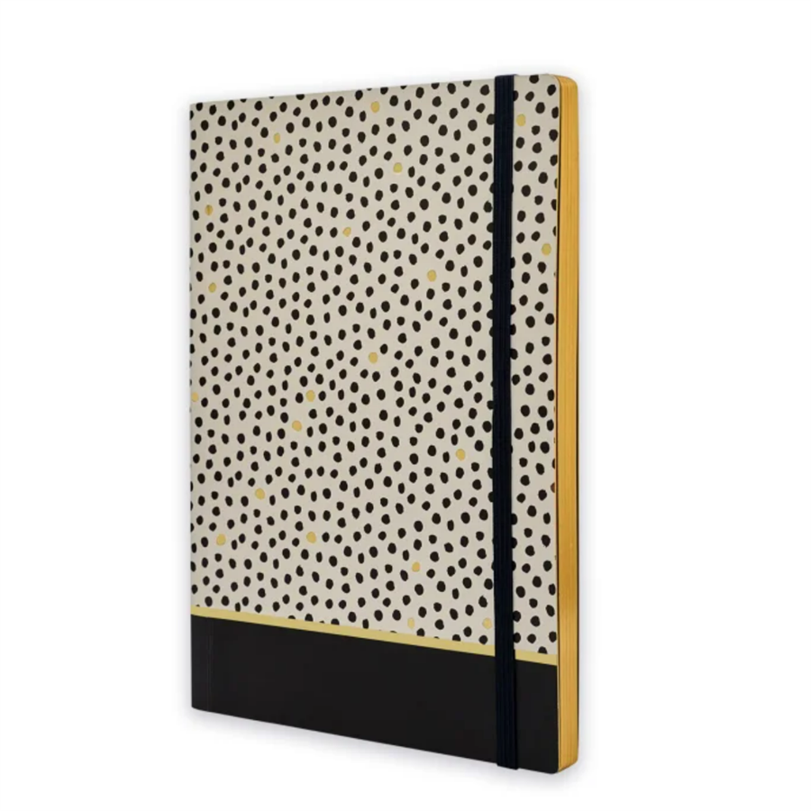 MONOCHROME RANDOM DOTTY A5 PERFECT BOUND NOTEBOOK