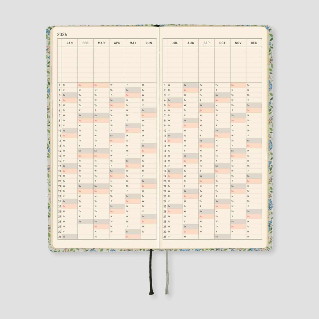 Hobonichi Techo Weeks - English - Liberty Fabrics: Sasha Kiora - 2026 Jan Start