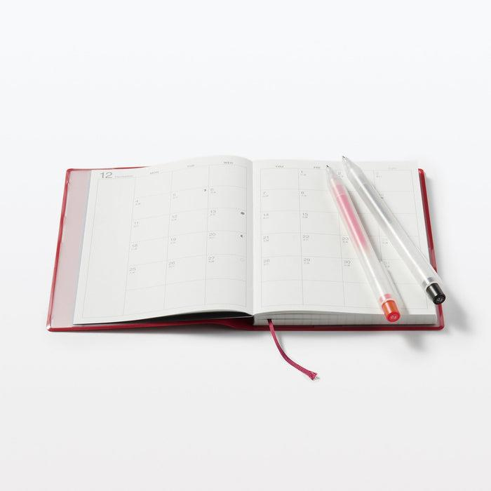 Muji 2024 Monthly/Weekly Planner - Monday Start B6 Ajanda Kırmızı