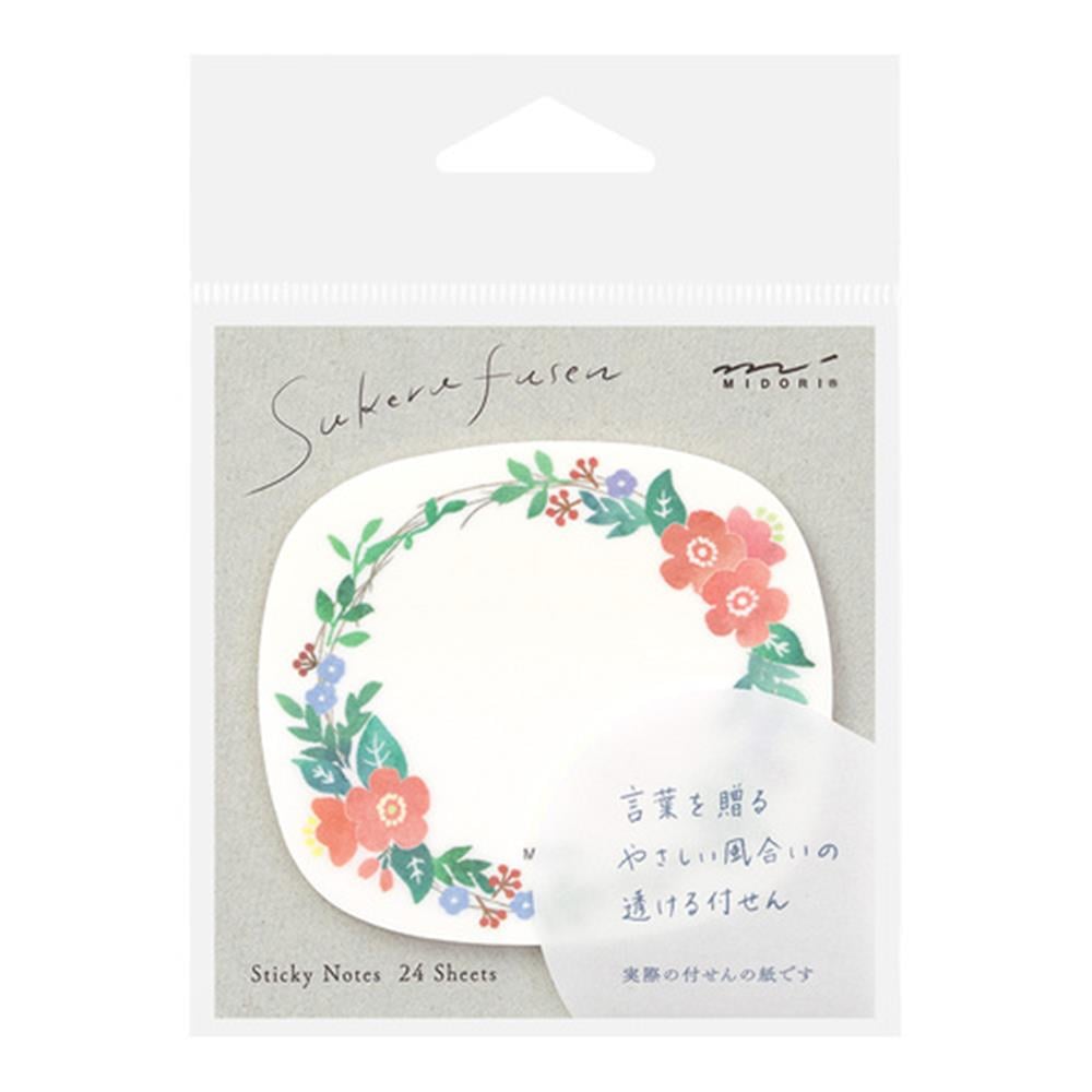 Midori  sticky note transparent  wreath pattern