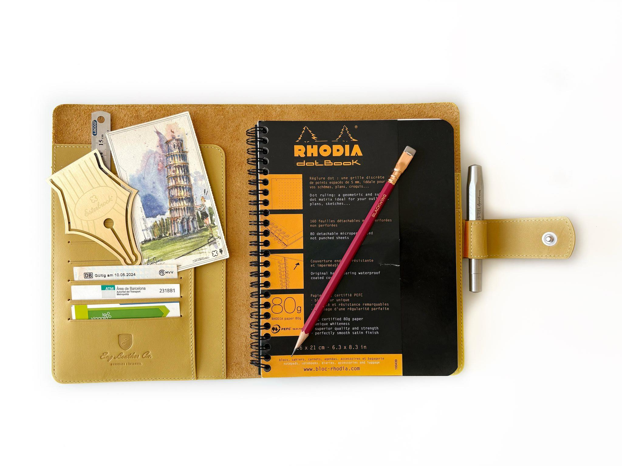 Eng Leather A5 Ebatlı Deri Defter Kılıfı ve Organizer Sun Flower