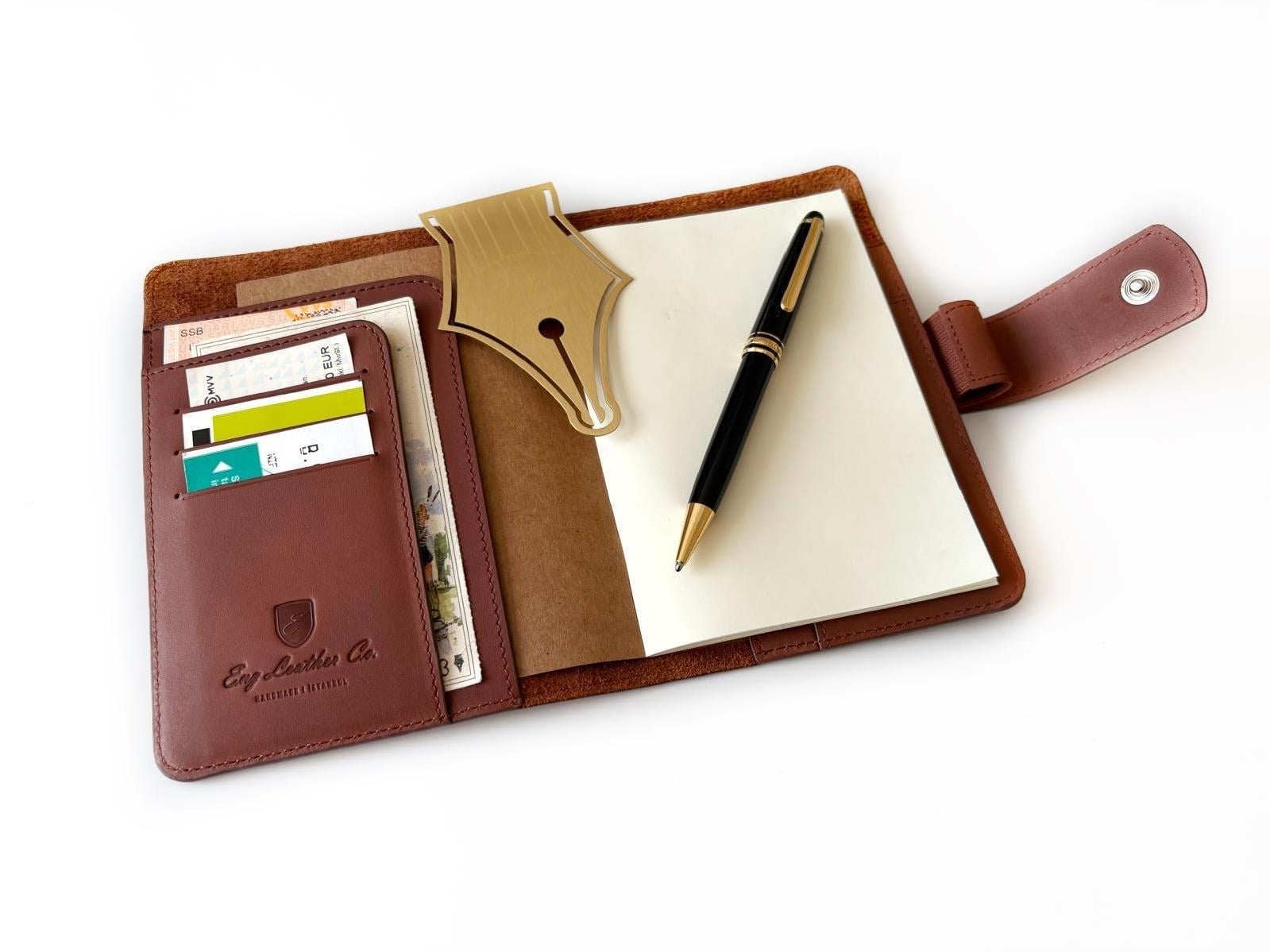 Eng Leather A6 Ebatlı Deri Defter Kılıfı ve Organizer - Toffee Brown