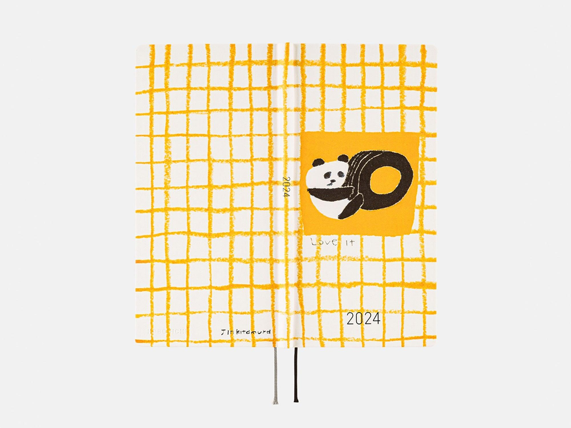 Hobonichi Weeks Japanese Version 2024 Jan. Start Jin Kitamura Love It Panda Yellow Plaid