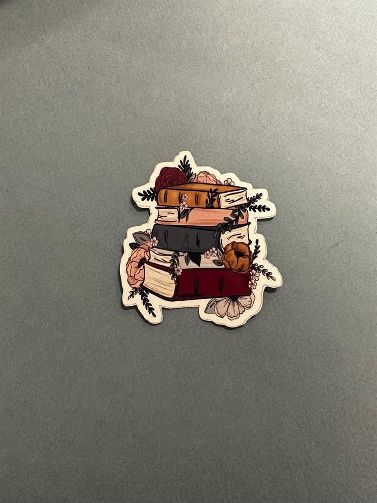 Books and Flowers Sticker ( Tekli)
