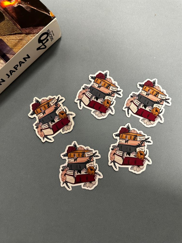 Books and Flowers Sticker ( Tekli)