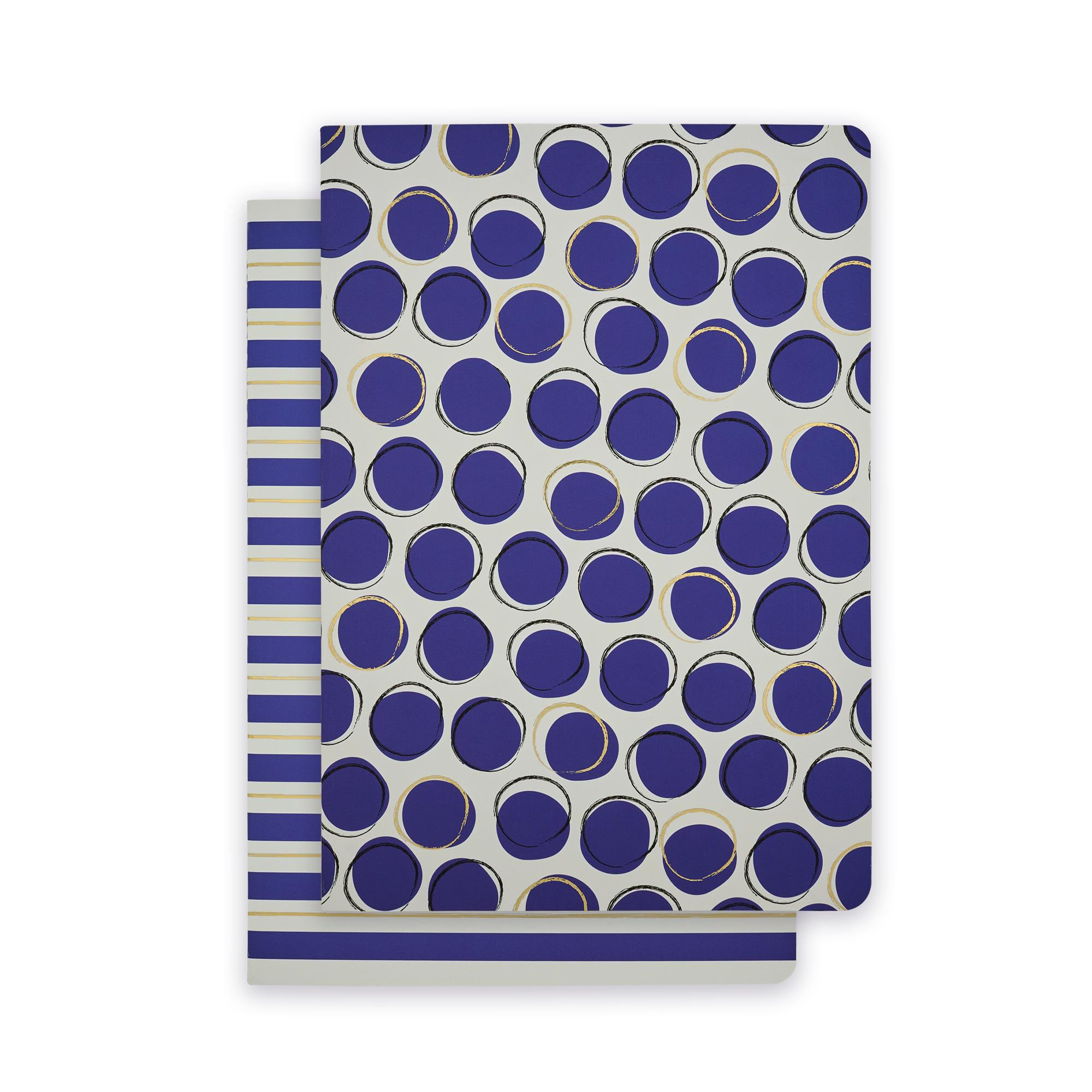 EPISODE DOTTY NAVY POLKA & BROAD STRIPE SET OF 2 B5 NOTEBOOKS