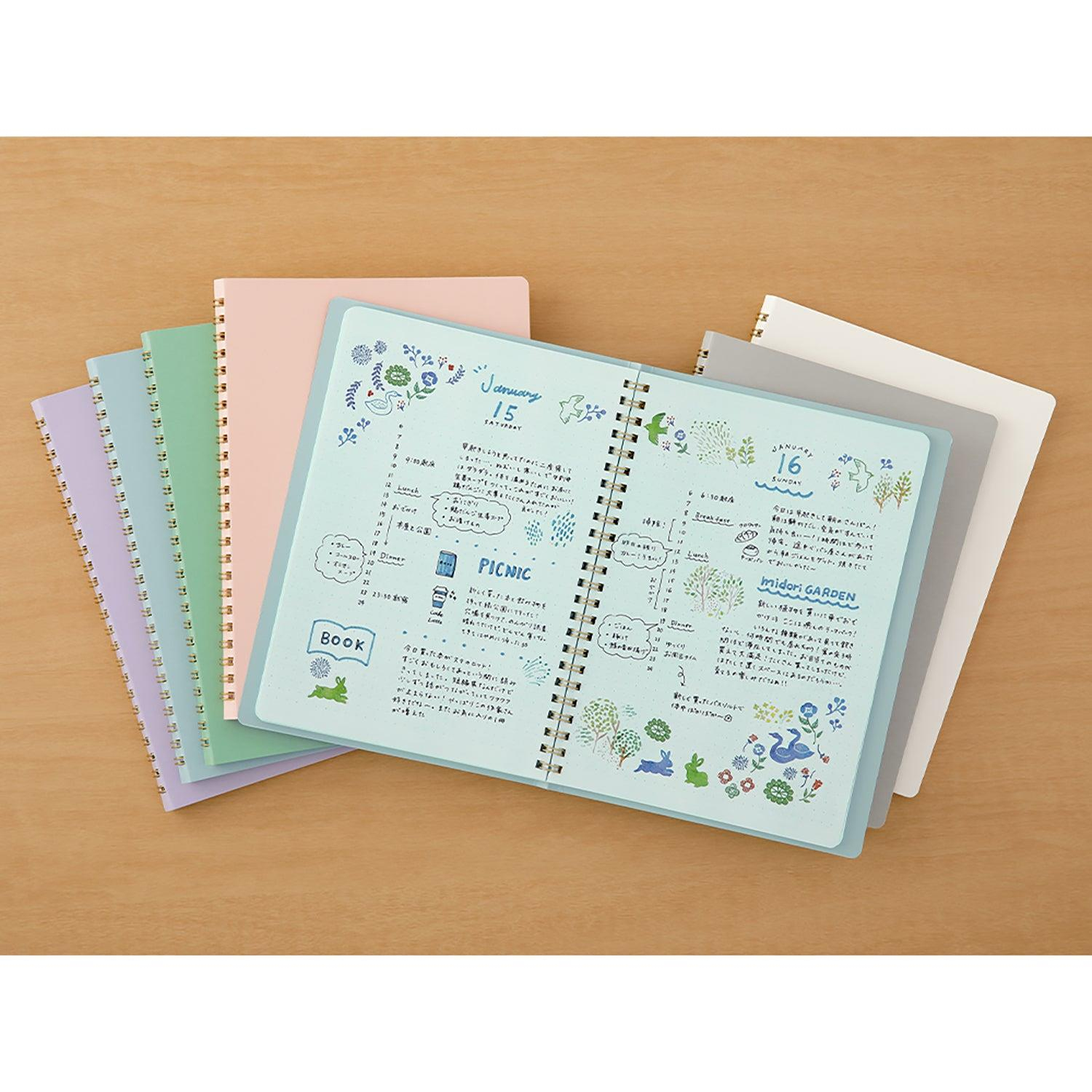 Midori Ring Notebook A5 Color Dotted White