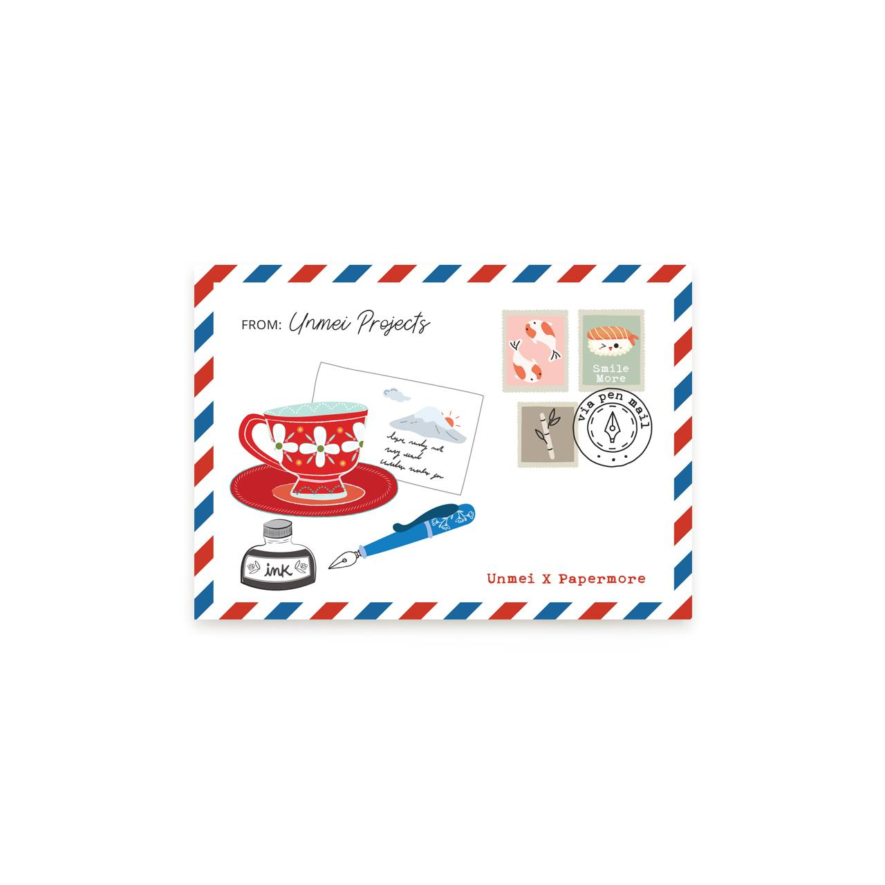 Unmei Projects Tea Cup & Fountain Pen Kartpostal