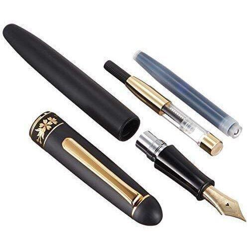 Platinum Dolma Kalem 3776 Century Black Sakura Cherry Blossom Motifli 18K Altın Uç EF 