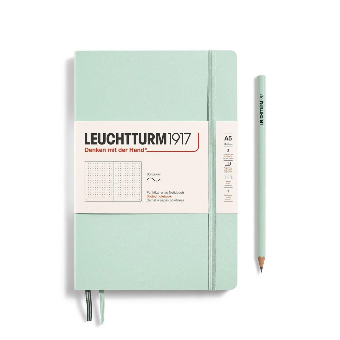 Leuchttrum 1917 Medium(A5) Yumuşak Kapak, Çizgisiz(düz), 123 Numaralandırılmış Sayfa Defter Mint Green 367272