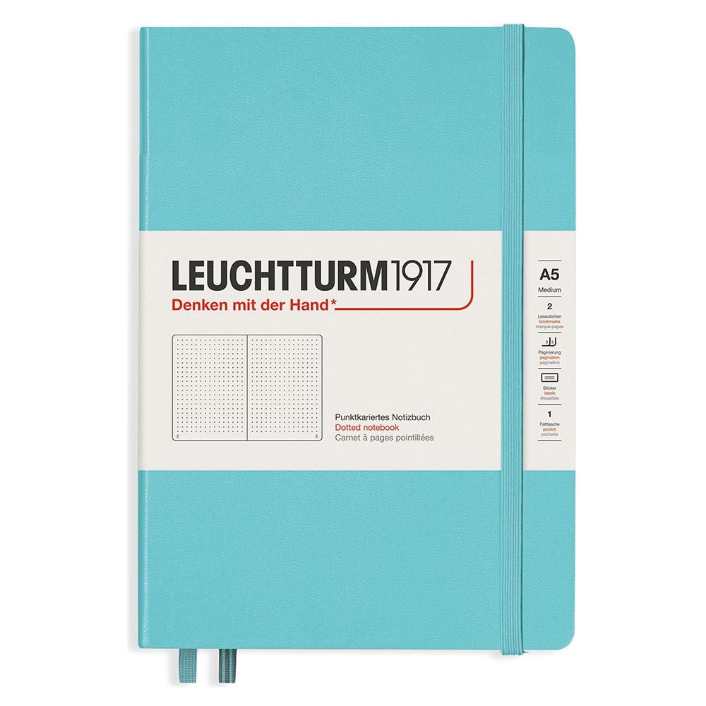 Leuchttrum 1917 Medium(A5) Sert Kapak, 251 Numaralandırılmış Noktalı Sayfa Defter Aquamarine 363391