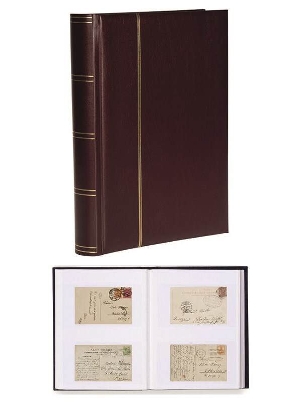 Leuchtturm Zarf Koleksiyonu İçin A4+ Boyut, 32 Yaprak, 64 Sayfa, 128 Adet Bölme (Beyaz Zemin) - Bordo PH-273035