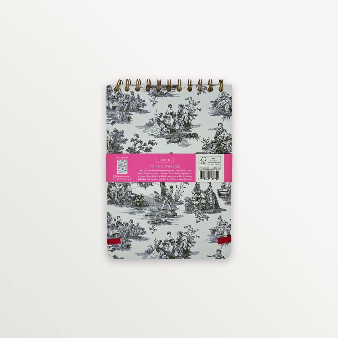 EPISODE TOILE MODERNE NOIR ET BLANC A5 WIRE-O NOTEBOOK