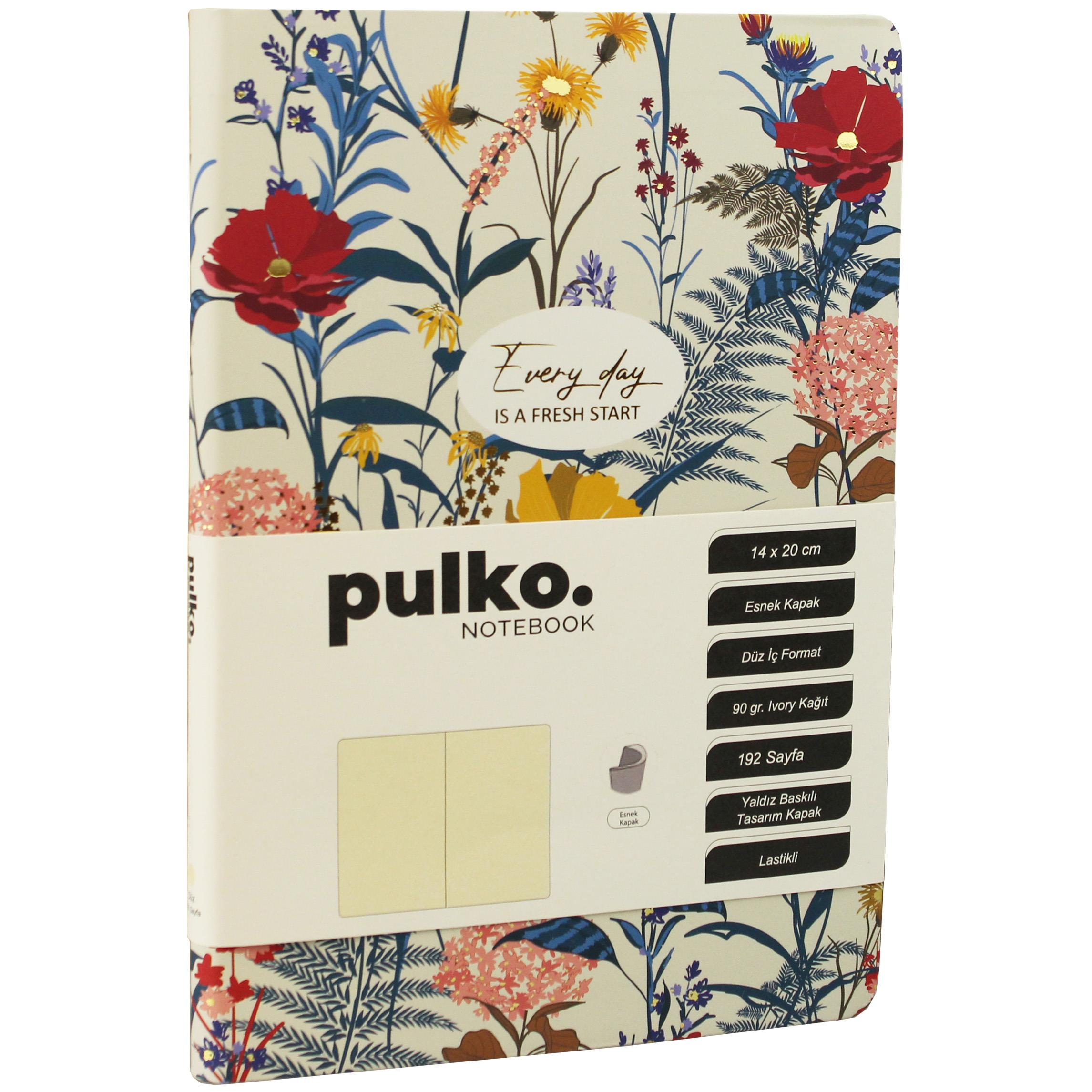 PULKO Notebook Every Day Is A Fresh Start Serisi, (14x20cm), 90gr. Ivory Kağıt, 192 Sayfa, Esnek Kapak, Düz, Morning Sand