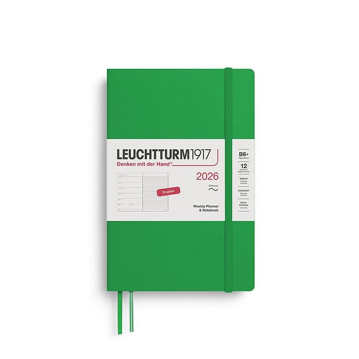 Leuchtturm1917 Çanta Boy (A6+) 12 Aylık Ajanda ve Not Defteri (Çizgili) 2026 Yumuşak Kapak, İngilizce, Bahar Yaprağı 372688