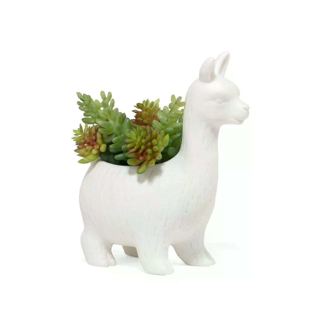 Kikkerland Lloyd The Llama Ceramic Cute Animal Planter Vazo