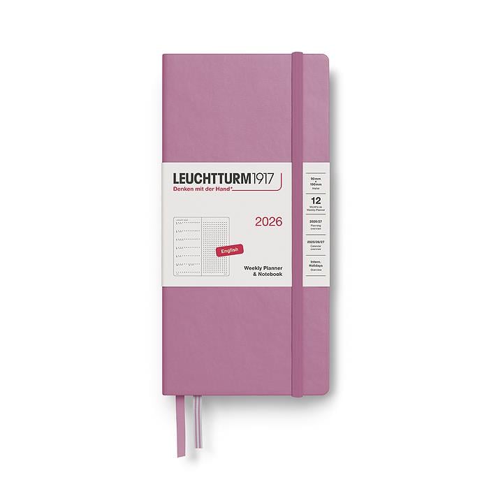 Leuchtturm 1917 Weekly Planner & Ajanda Defter Noktalı Wallet (B6+ x A6) 2026, Dusty Rose, English 372879