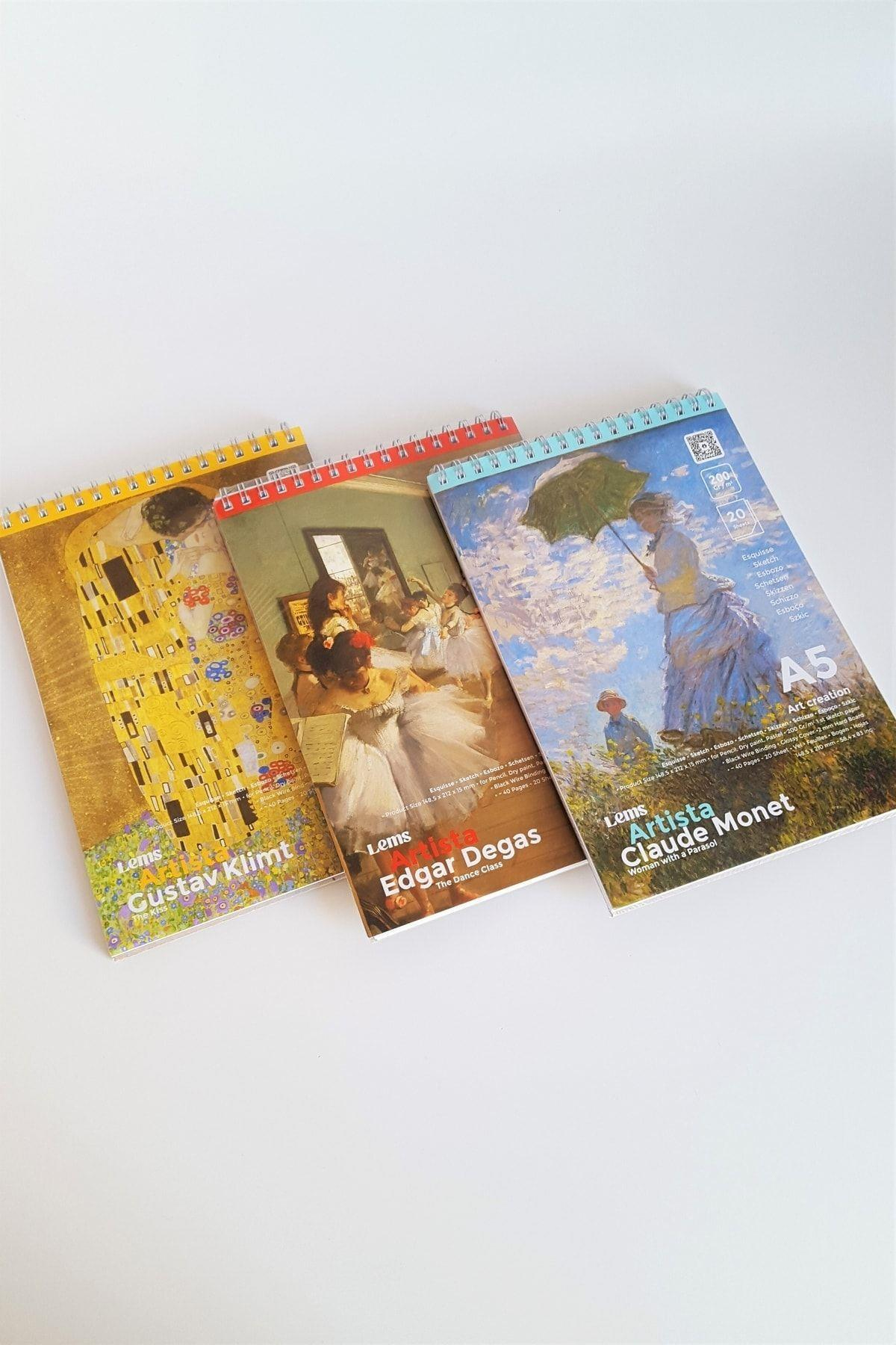 Lemsstudio Artısta Gustav Klimt - The Kıss 200 Gr. A5 Mukavva Sketchbook Eskiz Defteri