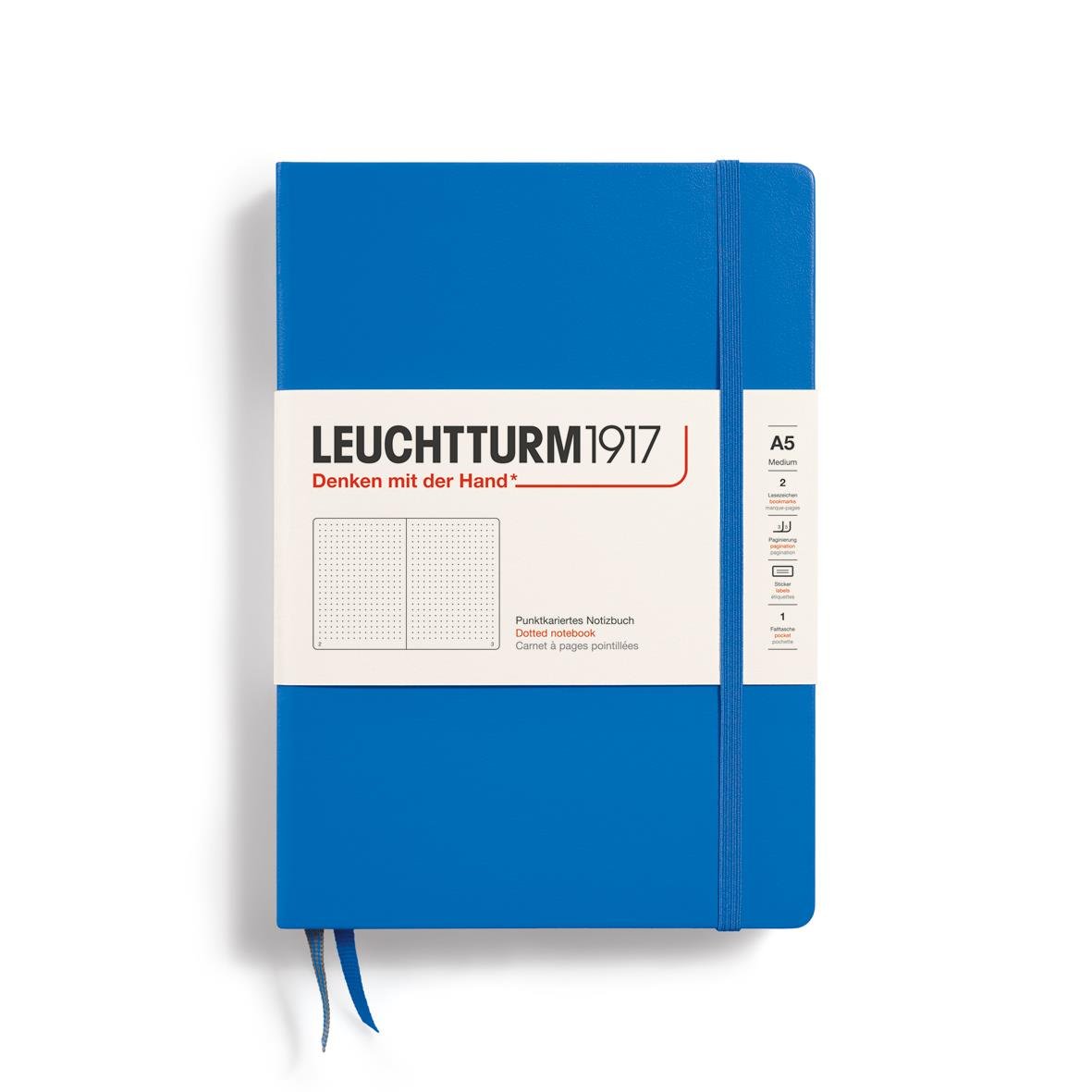 Leuchttrum 1917 Medium(A5) Sert Kapak, 251 Numaralandırılmış Noktalı Sayfa Defter Sky 369788