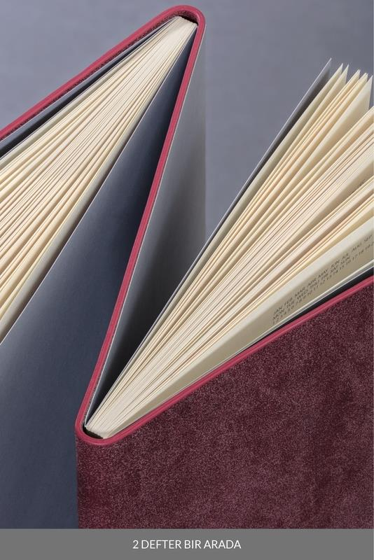 Laton Kaksi A5 Tarihsiz Planlayıcı Termo Deri Yumuşak Kapak 2'li Mavi & Kırmızı Defter