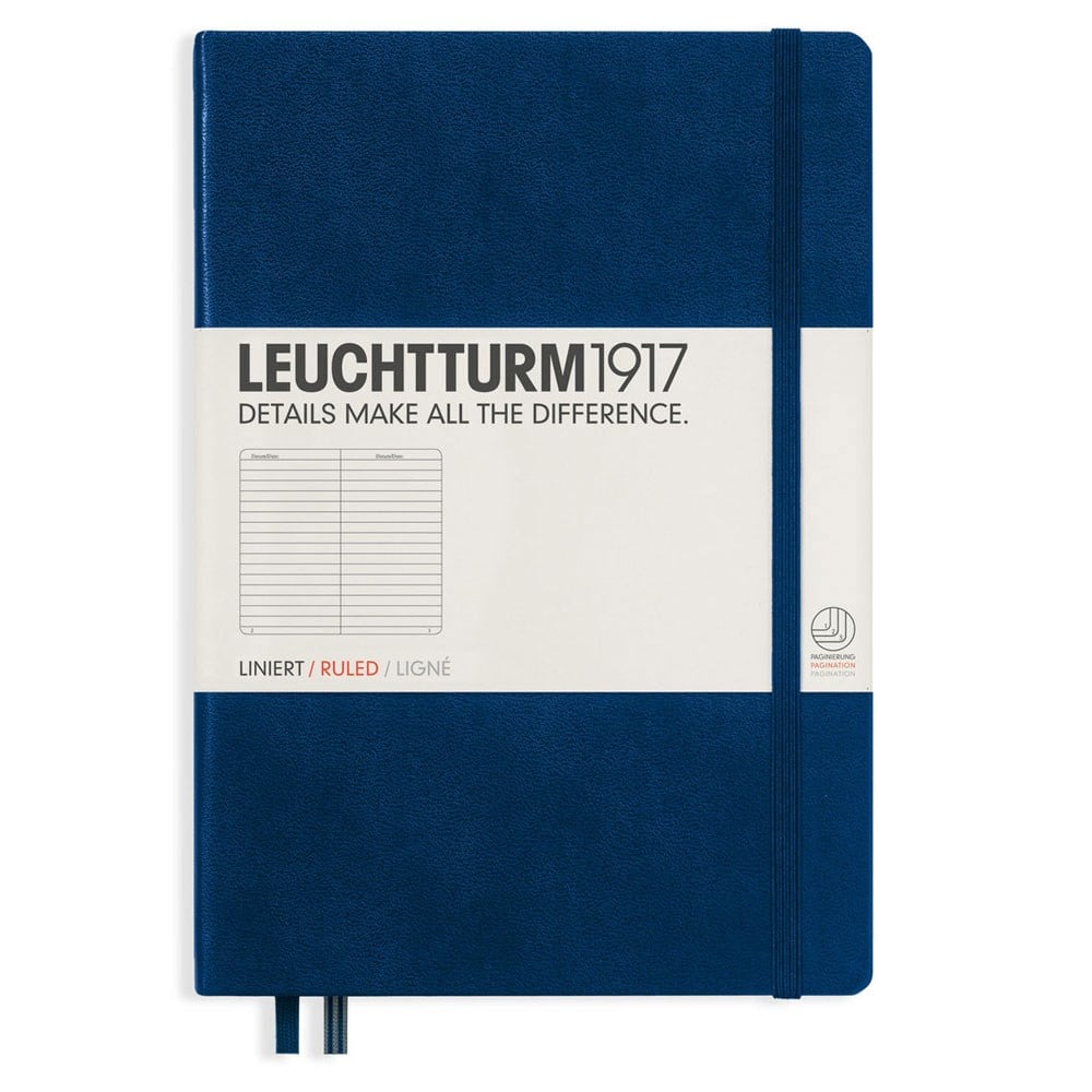 Leuchtturm1917 Not Defteri Orta Boy (A5), Sert Kapak, 251 Numaralandırılmış Sayfa, Çizgili, Navy 342922