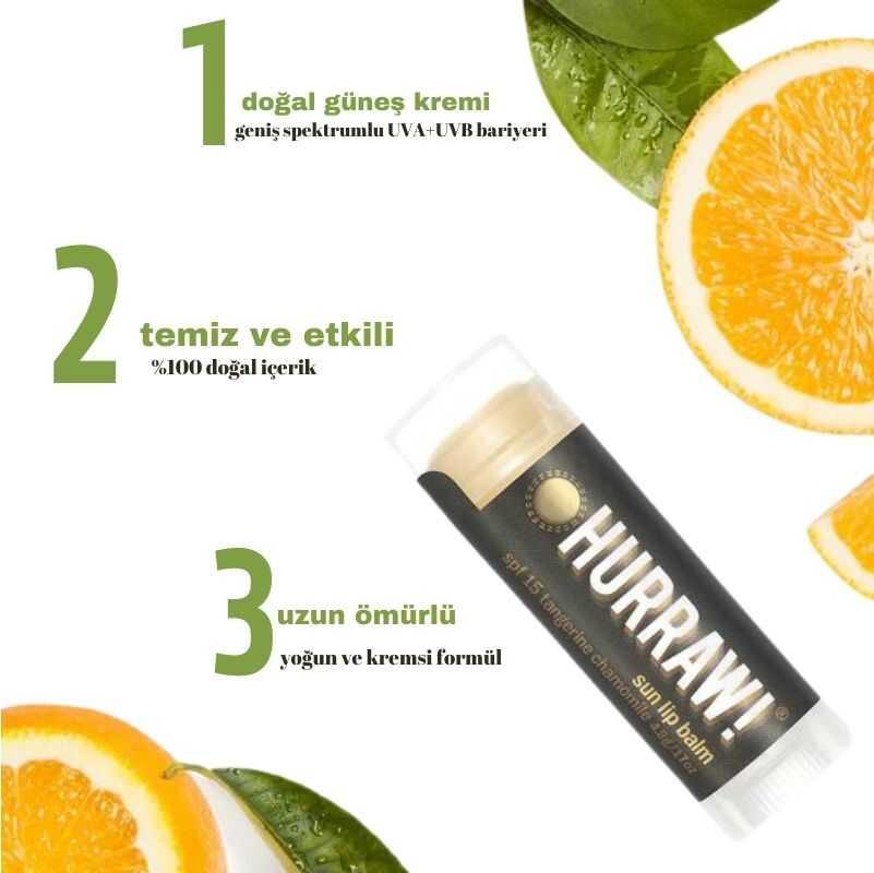 Hurraw Sun Lip Balm Spf 15 Güneş Koruyuculu Dudak Balmı 4,8 gr