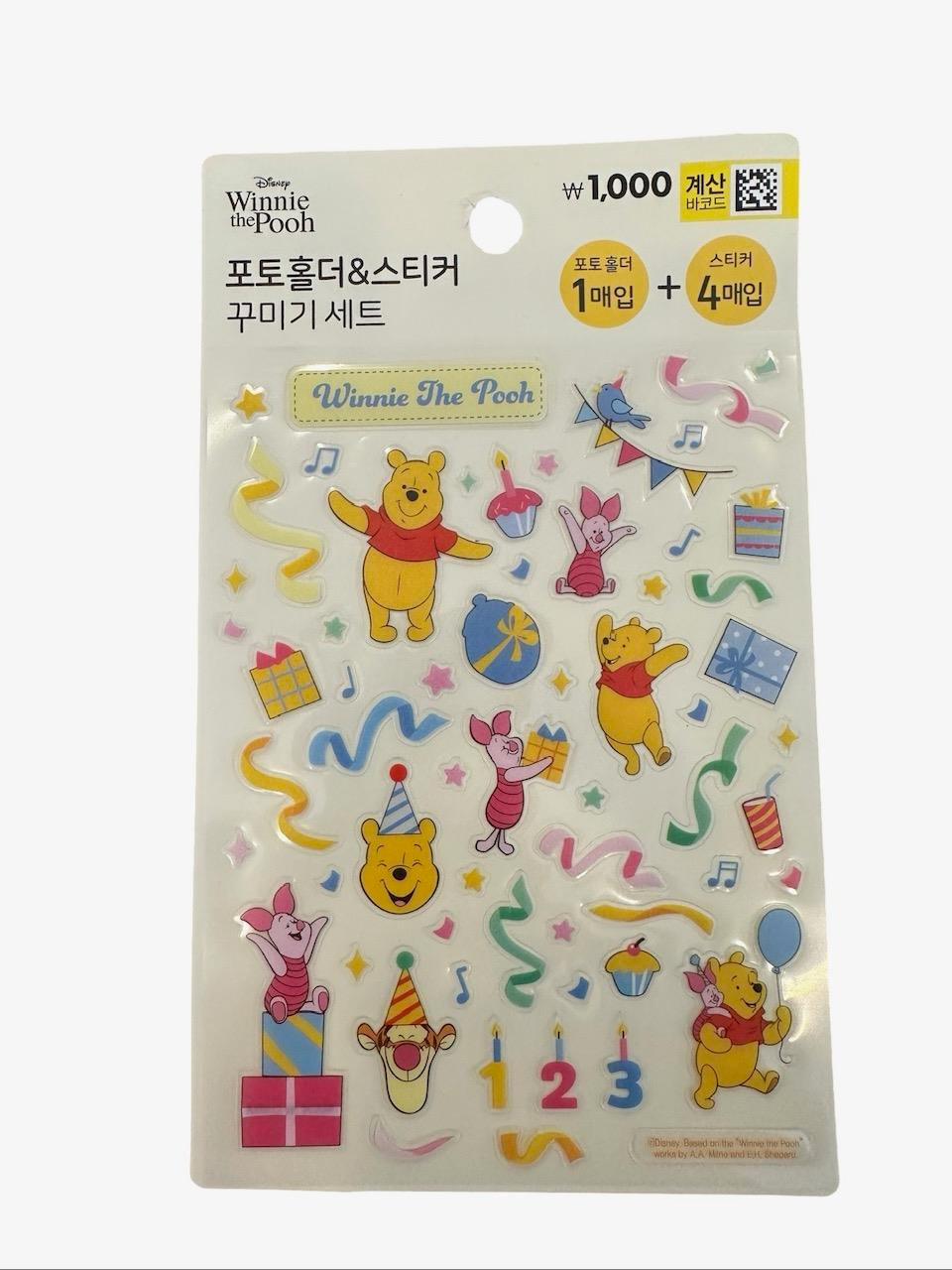 Winnie the Pooh 4 Tabla ve 1 Fotoğraf Cepli Sticker Seti