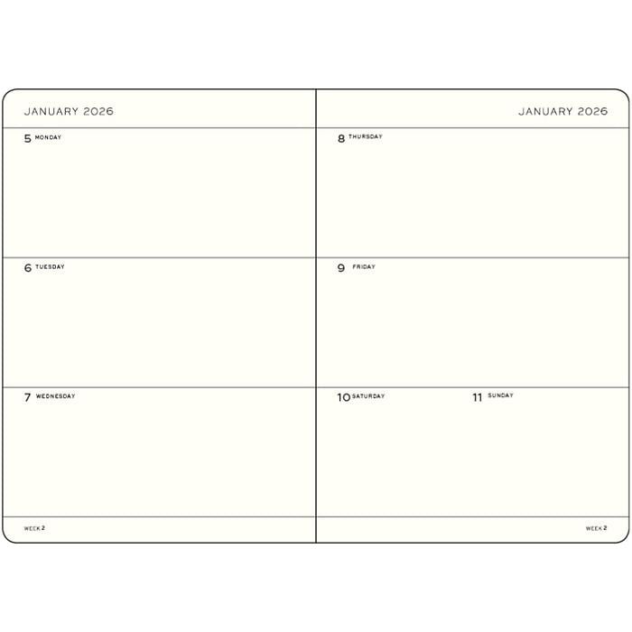 Leuchtturm1917 Orta Boy (A5) 12 Aylık Haftalık Ajanda 2026 Sert Kapak, İngilizce, Tozlu Gül 372707