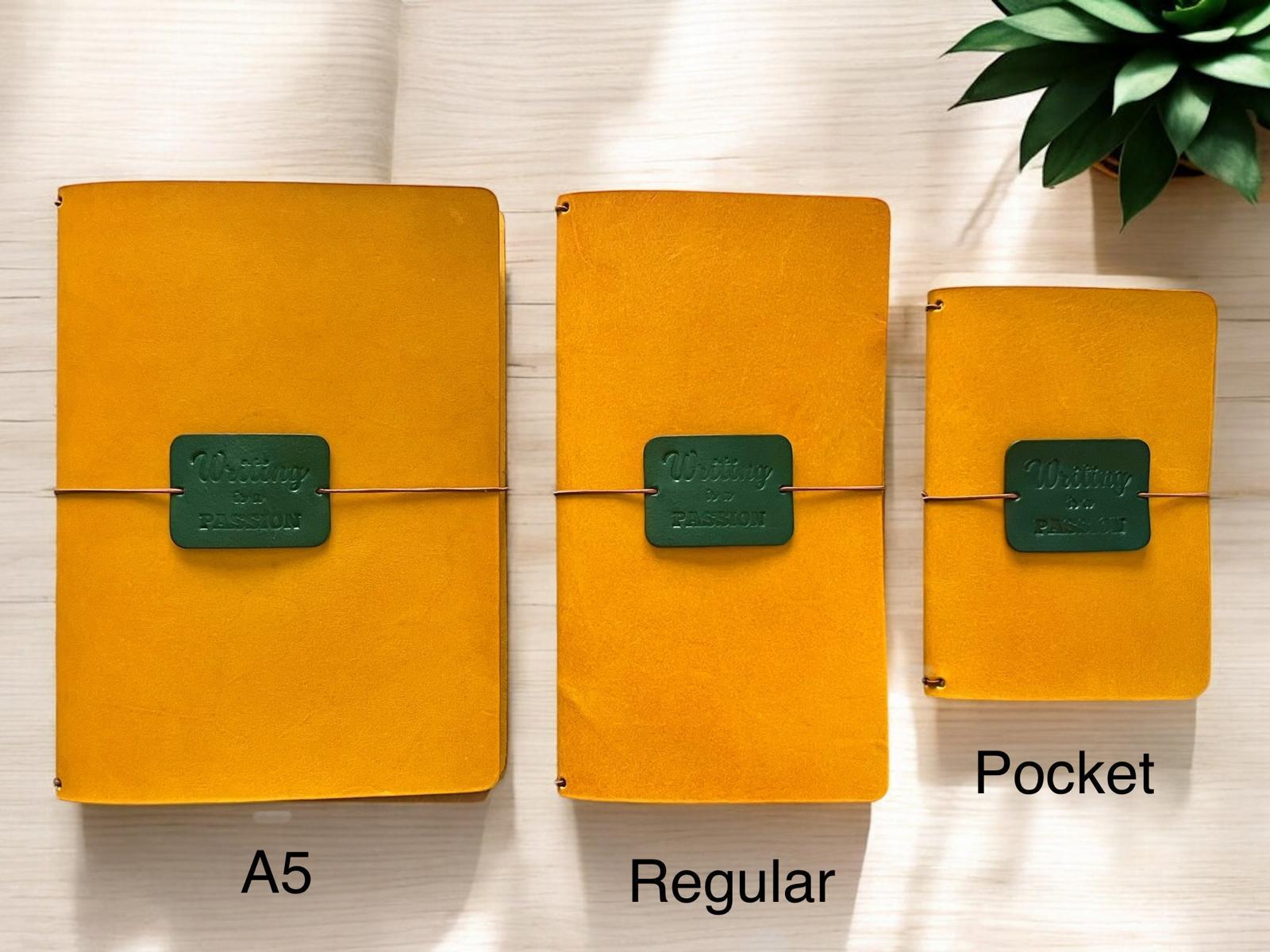 Aegean  Leather Regular Size Deri Defter Kılıfı Sarı