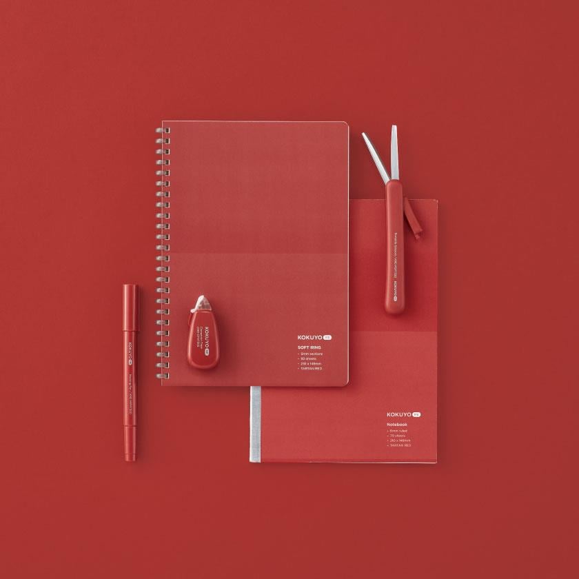 Kokuyo Me Limited Edition 2024 50 Yaprak, Soft Ring Telli, 5 mm Kareli, A5 Defter Tartan Red