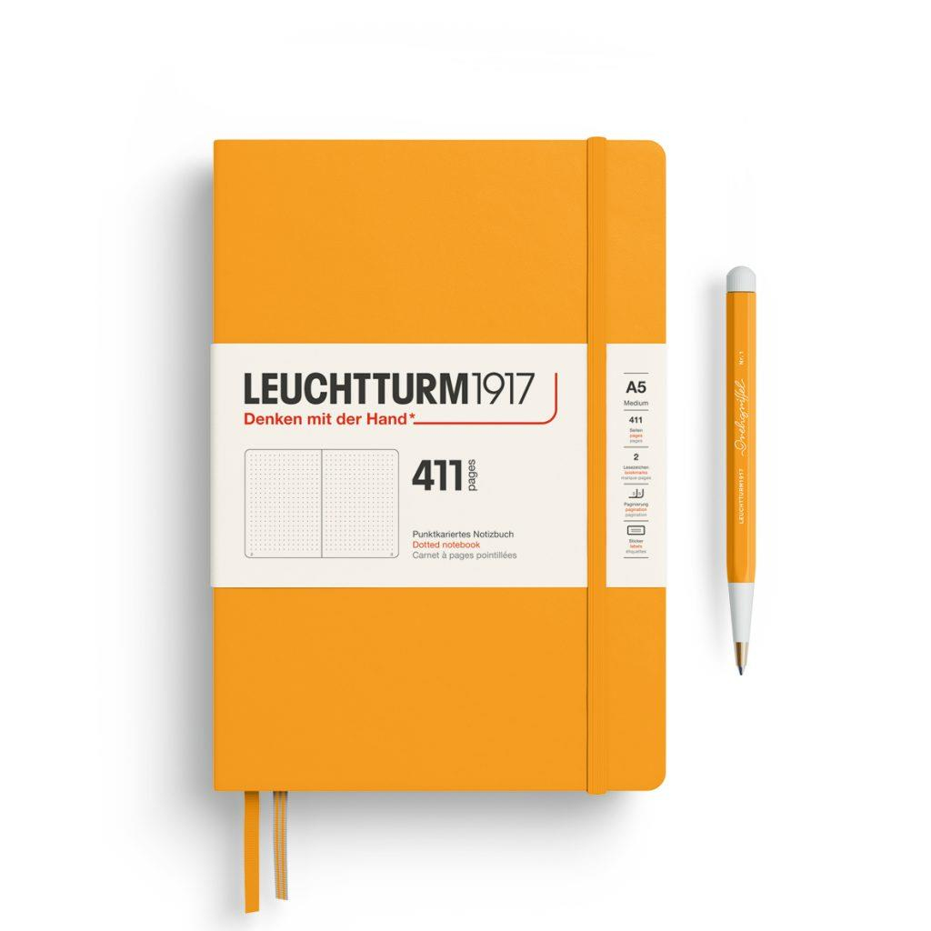 Leuchtturm1917 Not Defteri Orta Boy (A5), Sert Kapak, 411 Numaralandırılmış Sayfa, Noktalı,Rising Sun 372925
