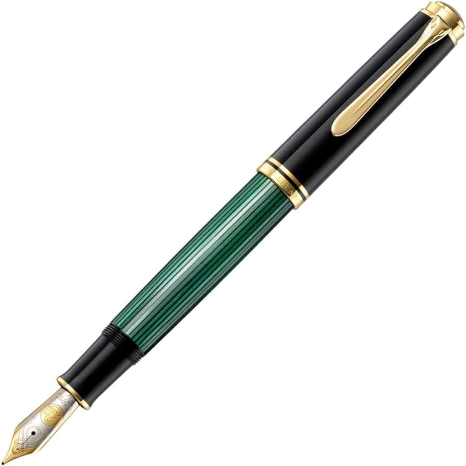 Pelikan Souveran Serisi M1000 Black Green Fountain Dolma Kalem EF Uç