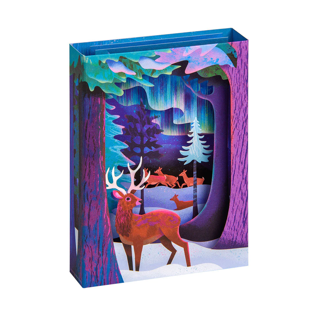 Ohh Deer Natasha Durley Tasarımı 3D Katmanlı Kartpostal Northern Lights 13678