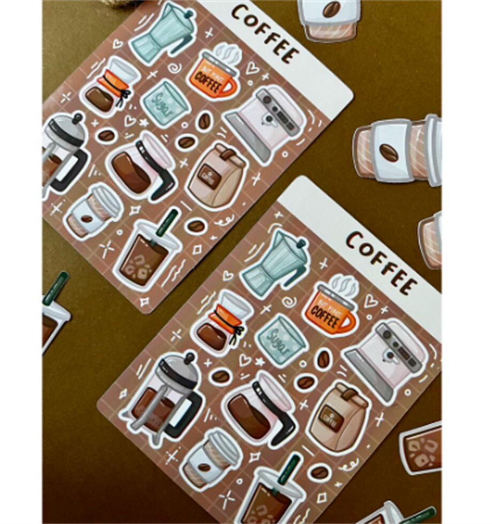 Coffee Theme Sticker Seti