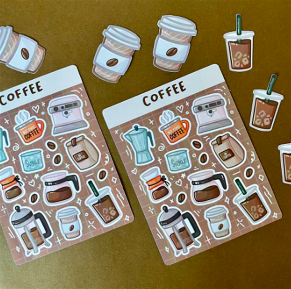 Coffee Theme Sticker Seti