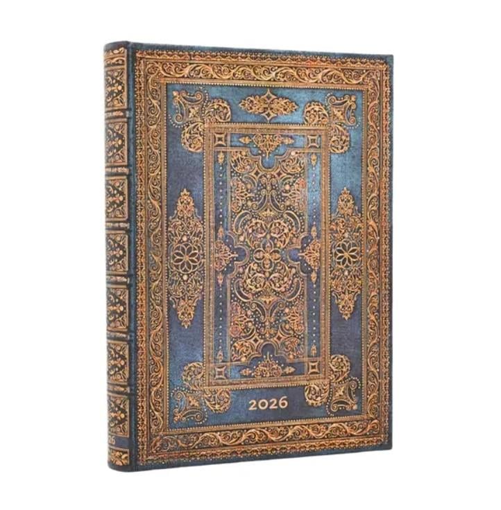 Paperblanks 2026 English Diary 12 Aylık Sert Kapak Blue Luxe Midi Day Ajanda