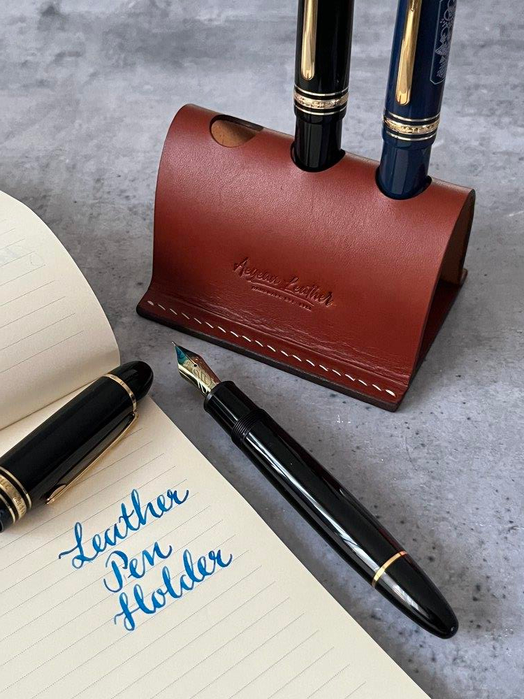 Aegan Leather Hakiki Deri 3'lü Kalem Tutucu Konyak